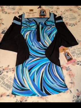 ZeroXposur Women's Swim Tankini Set - Blue, Black, White